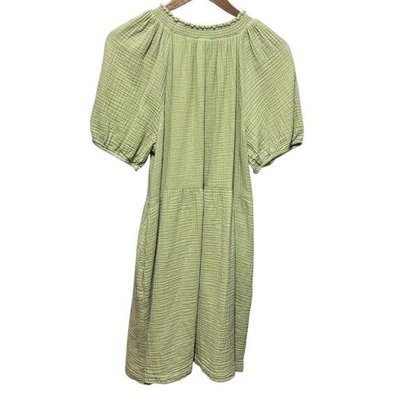 Universal Thread Dress 2X Green Puff Sleeve Gauzy Tier Boho Cowgirl Western - Picture 3 of 13